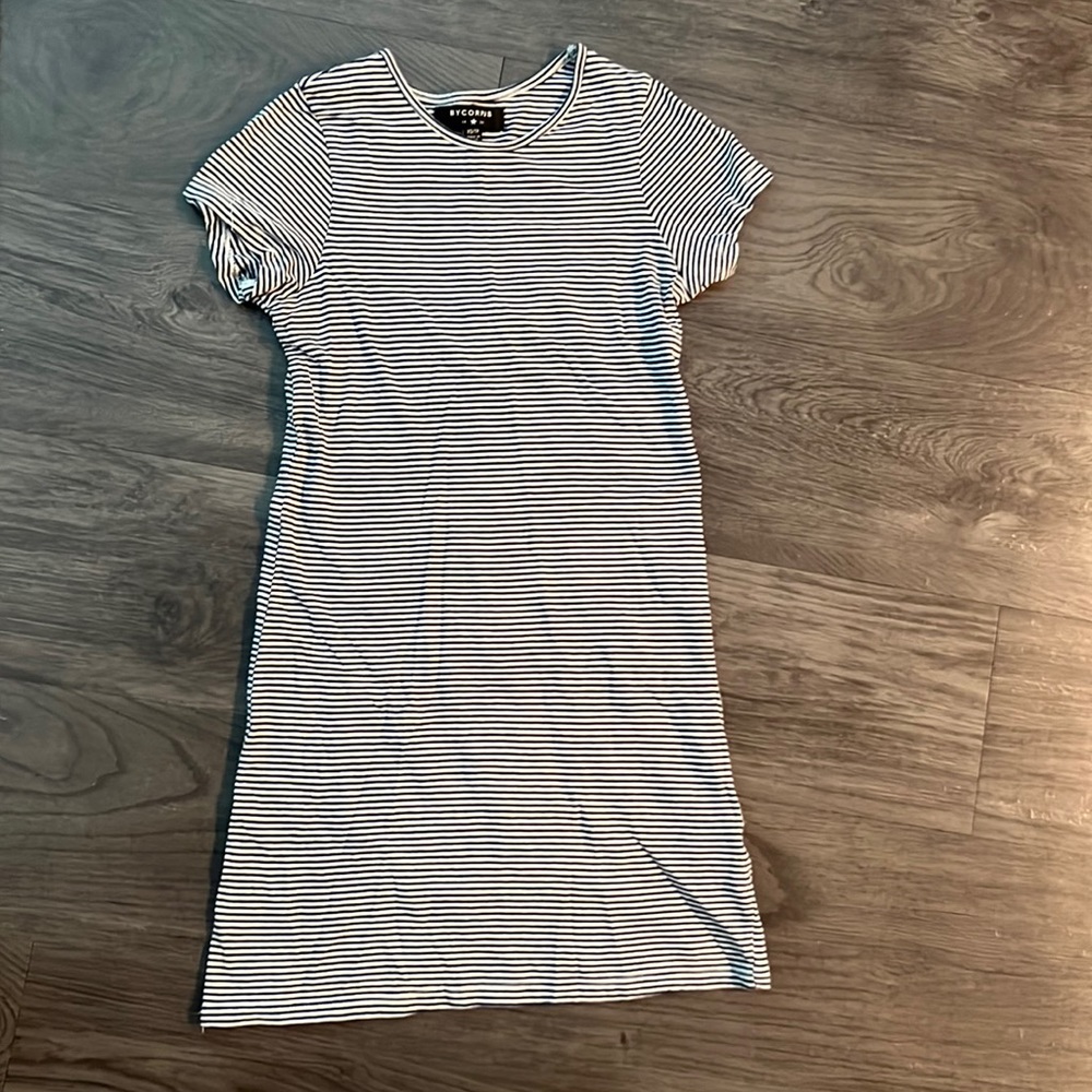 Striped Navy and White T-Shirt Dress